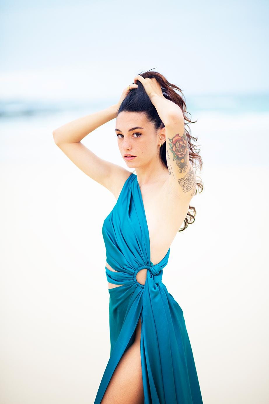 Satin One-Shoulder Maxi Gown – Cut-Out Ring Detail, High Slit & Open Back, Made to Measure