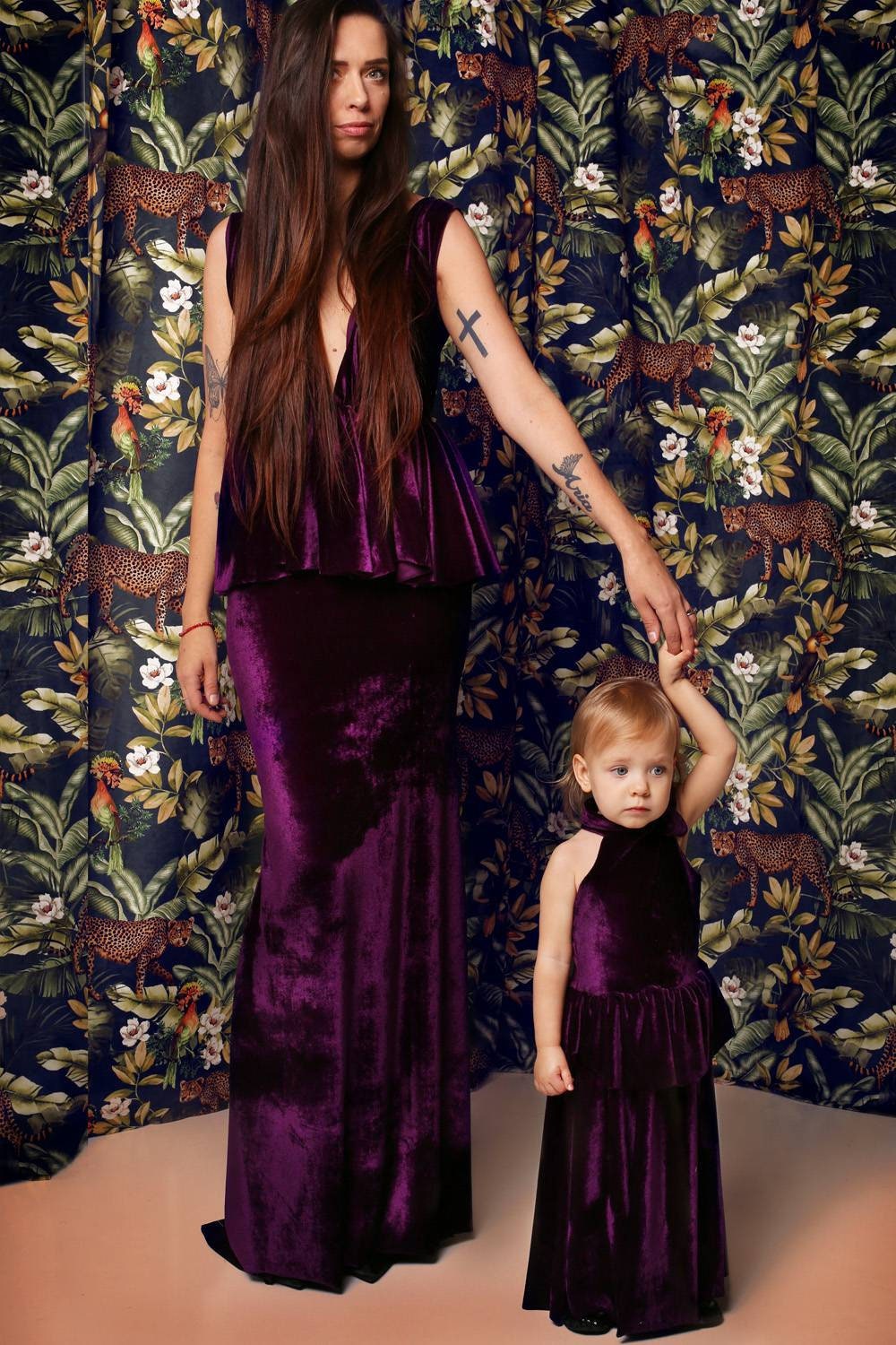Robe en velours pour filles, sur mesure, pour occasions spéciales
