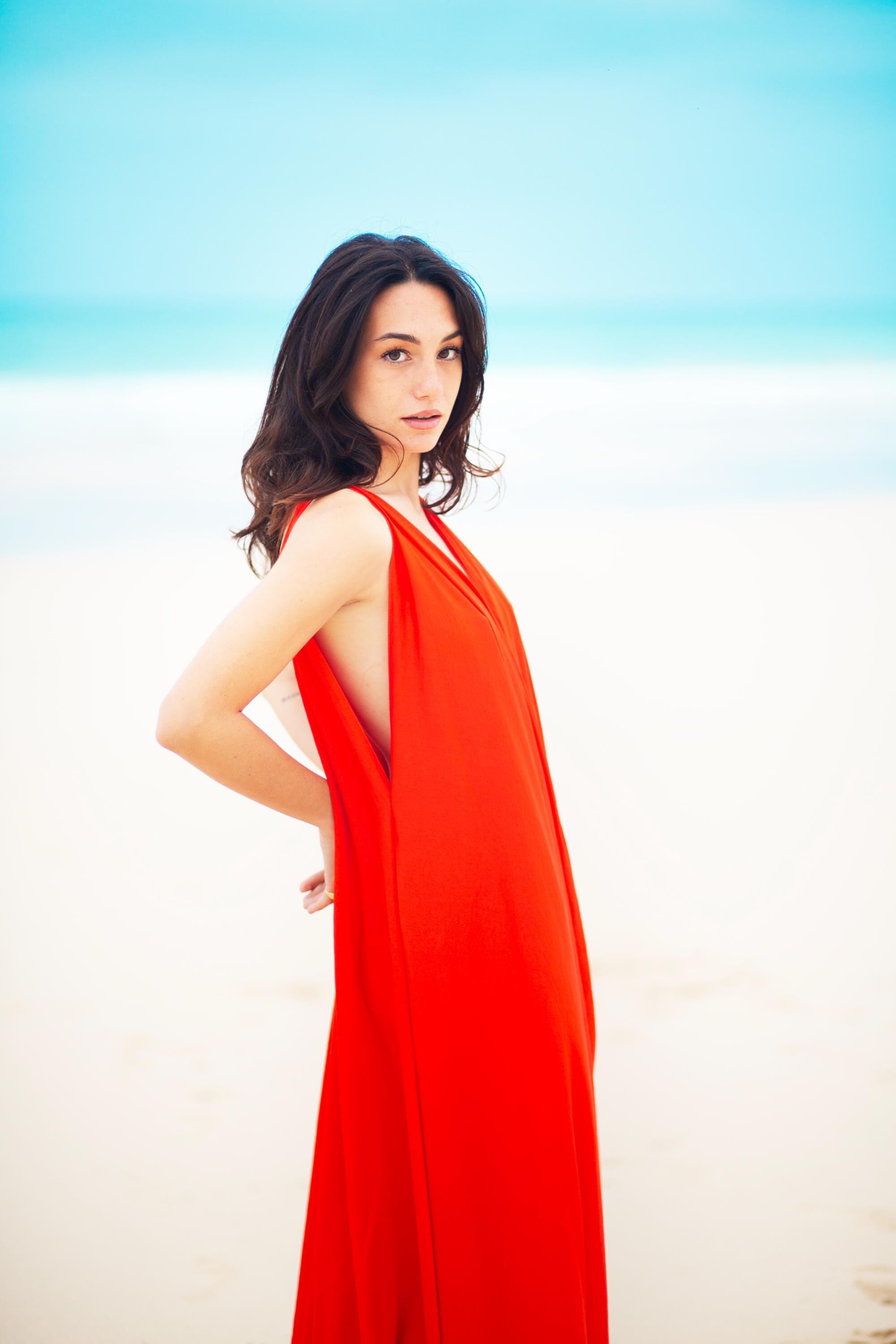 Draped Grecian Maxi Gown – Deep V-Neck, Side Slits & Toga Drape, Made to Measure