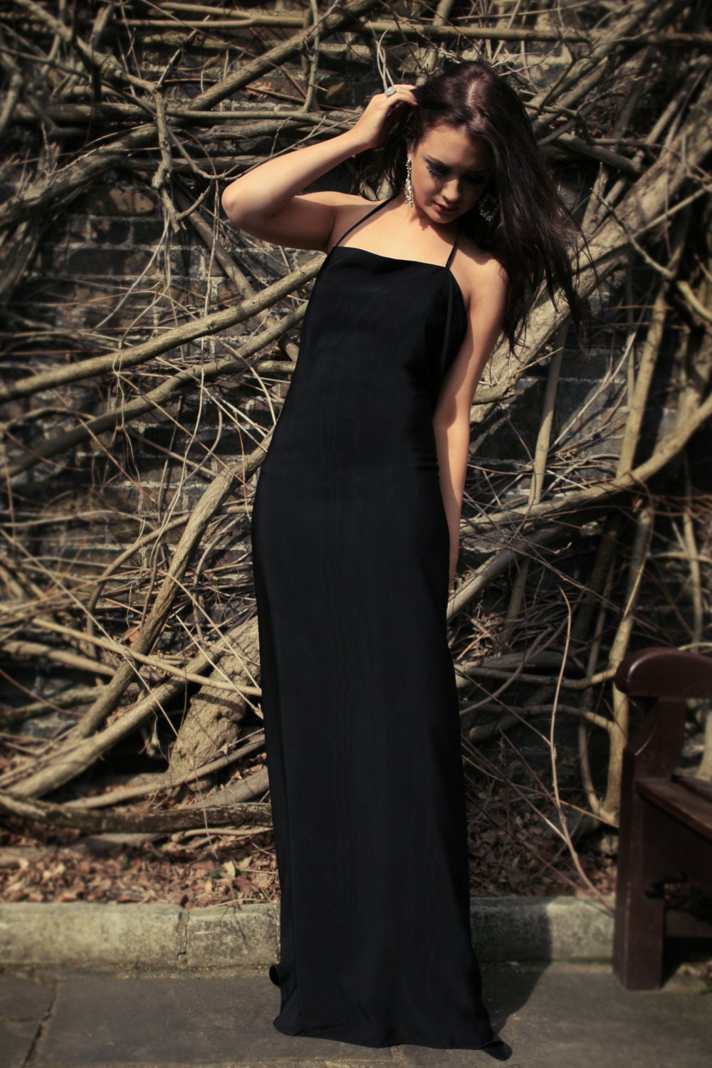 Peacocks – Open Back Crepe Satin Evening Gown