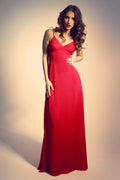 Robe de soirée Mulholland en satin de soie à dos ouvert et bretelles fines