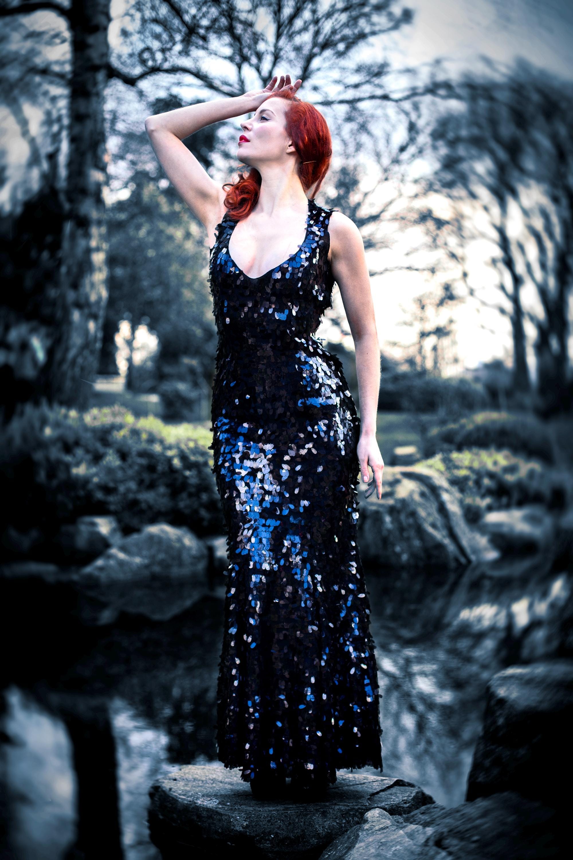 Noir – Robe de Soirée à Paillettes Dos Nu