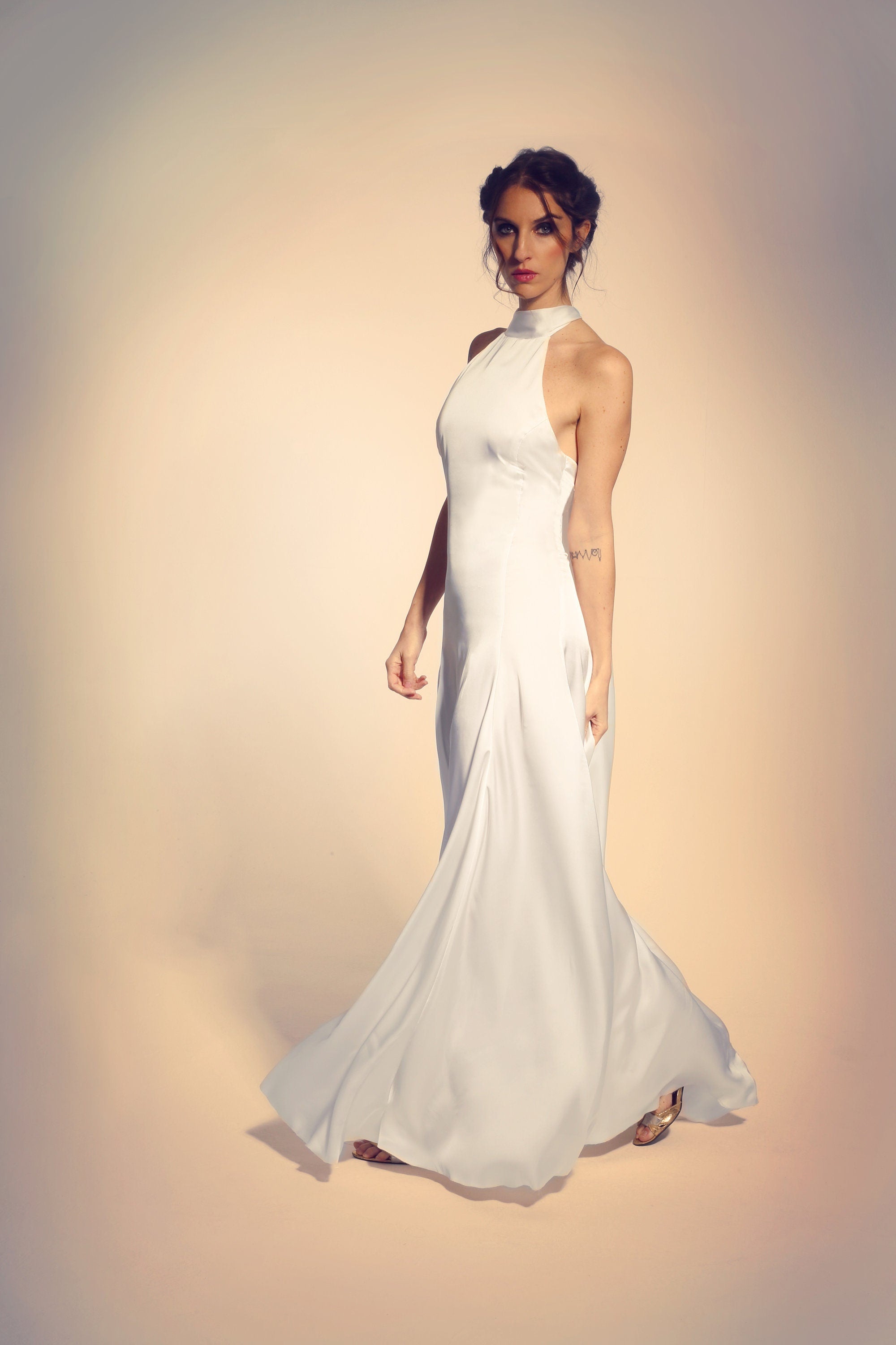 Grace – Halter Neck Backless Satin Bridal Gown