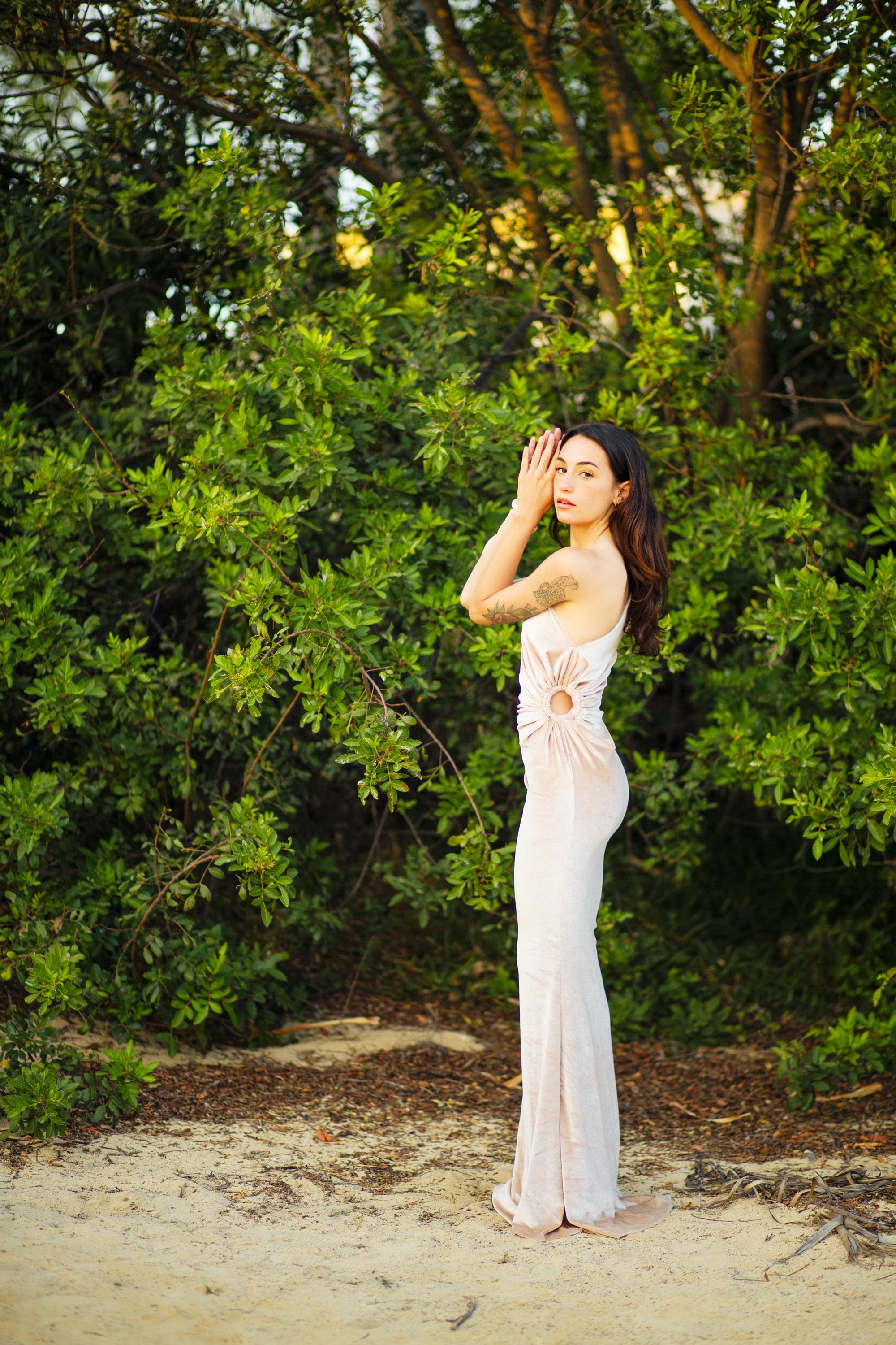 One-Sleeve Velvet Maxi Gown – Ring Waist Detail & Side Cut-Out, Made to Measure