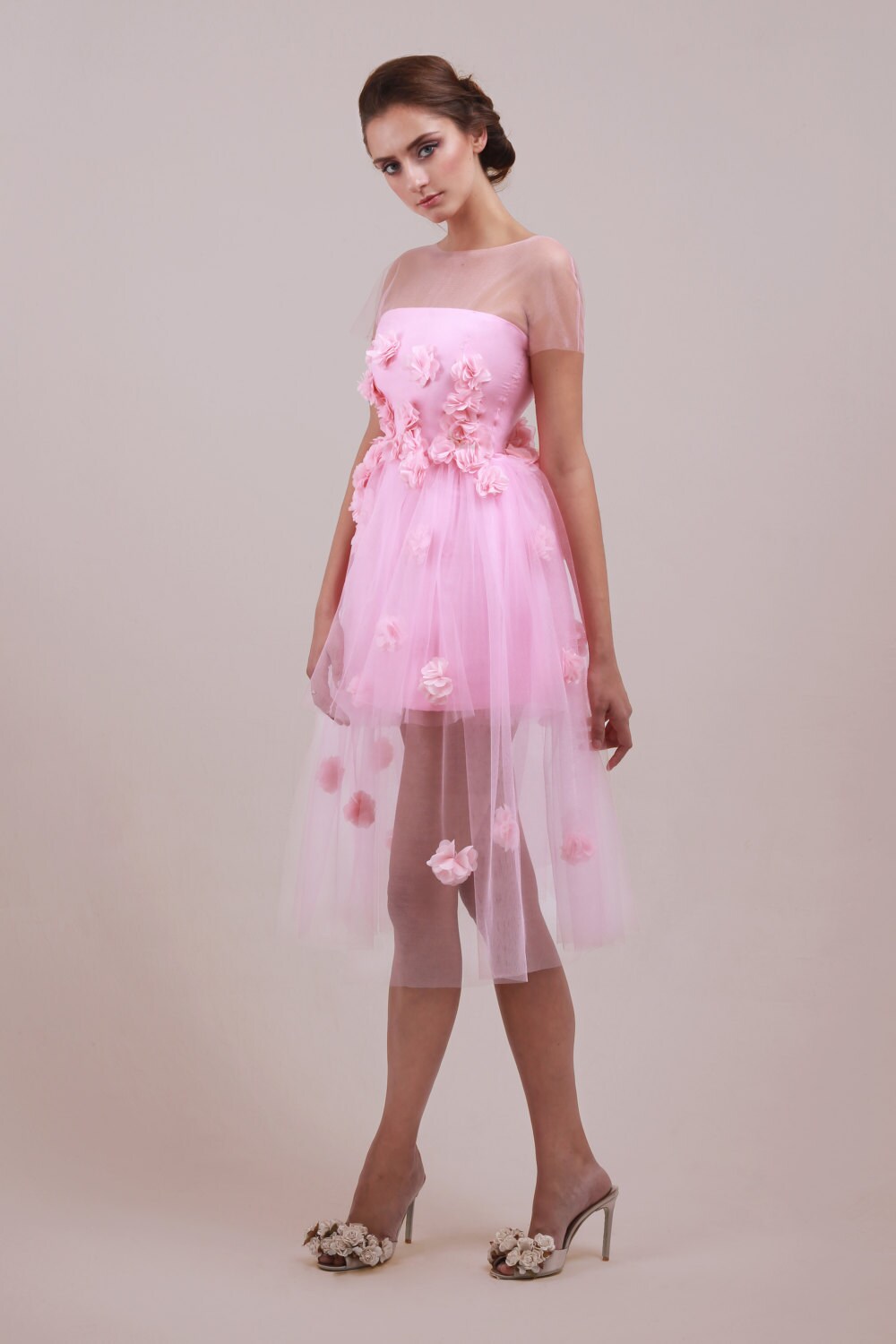 Cherries Berries – Handmade Floral Tulle Mini Dress, Made to Measure