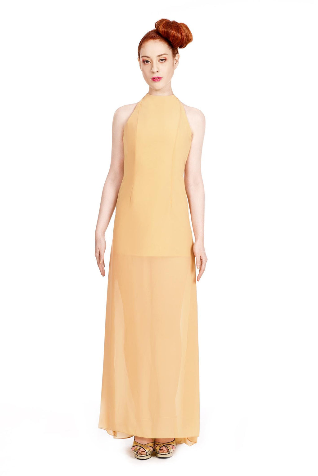 Vivienne – Robe longue en mousseline et taffetas avec dos floral spectaculaire