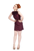 Rosa – Fitted Chiffon Halter Dress with Handmade Rose Detail