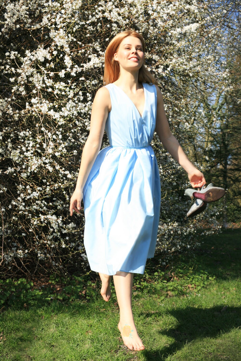 Mariam – Vintage A-Line Cotton Dress with Gathered Waist