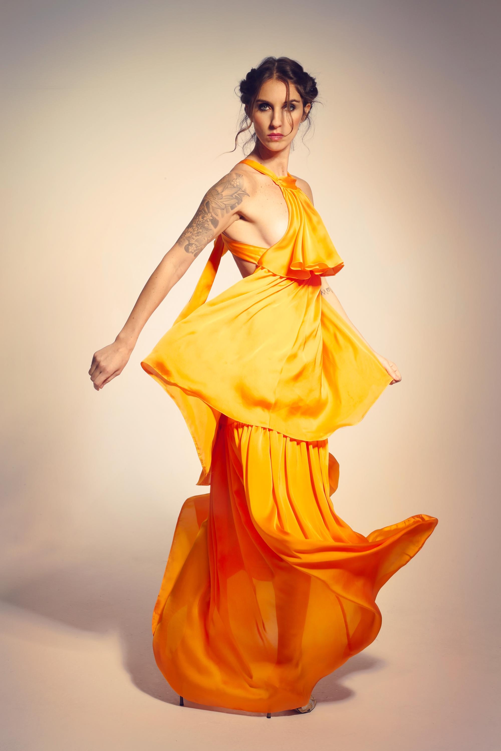 Silky Satin Open Back Gown – Handmade & Made to Measure