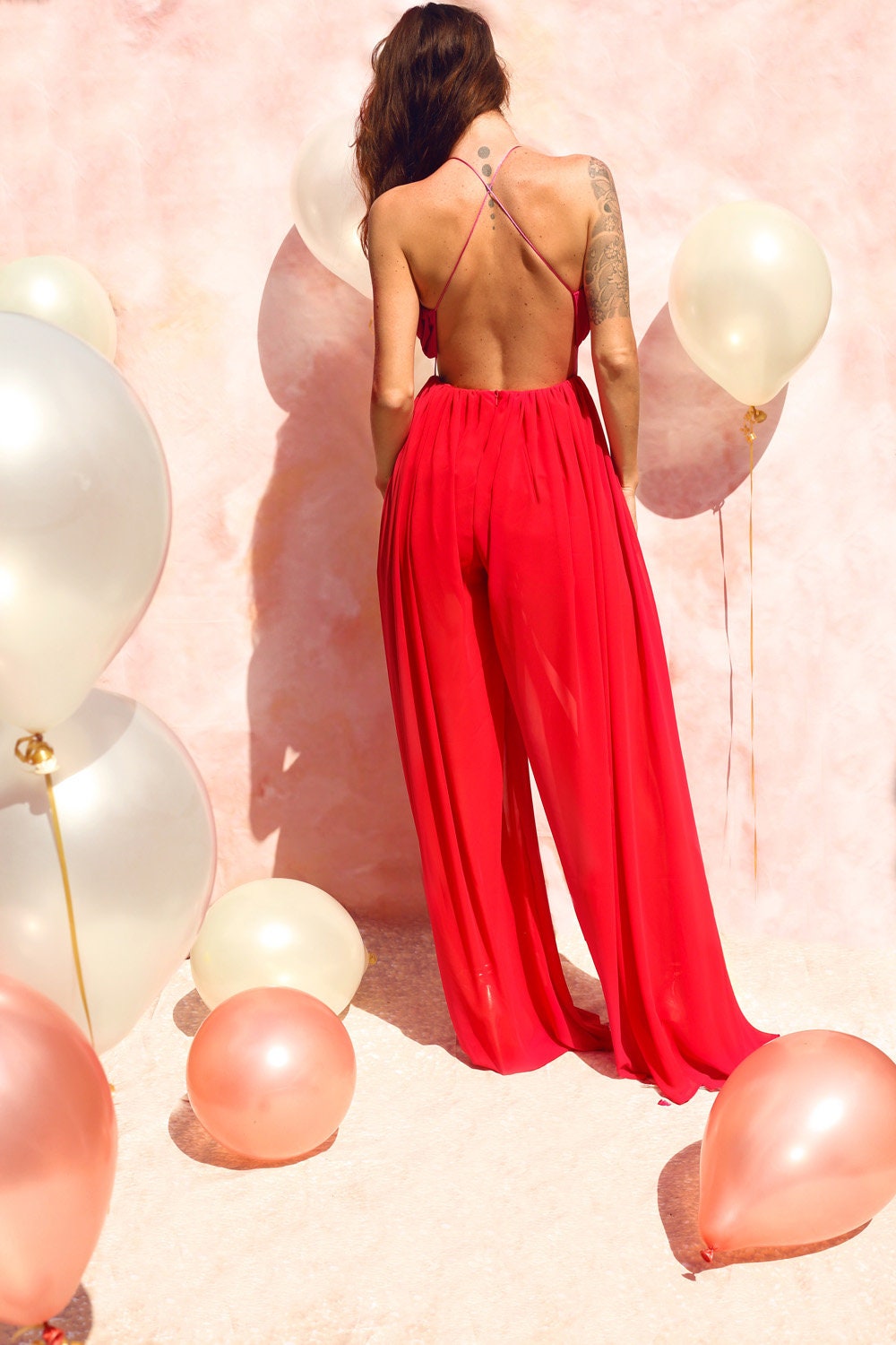 Combinaison pantalon Georgette découpée – Audacieuse et fluide, Sur mesure