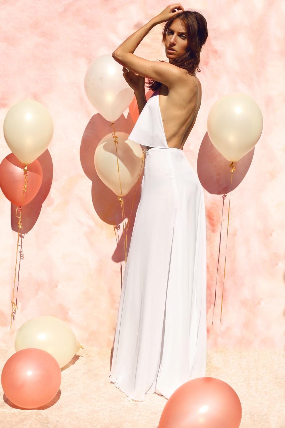 Robe longue Georgette dos nu et fente haute