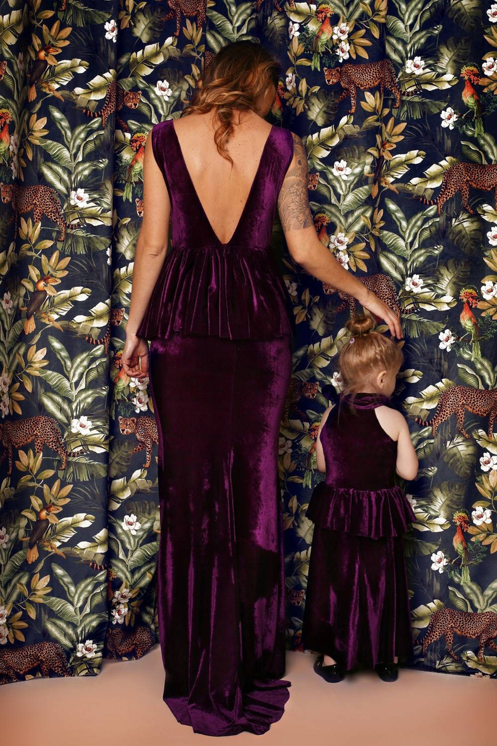 Robe en velours pour filles, sur mesure, pour occasions spéciales