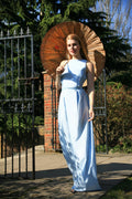 Looking Glass – Robe longue ajustée en coton bleu ciel