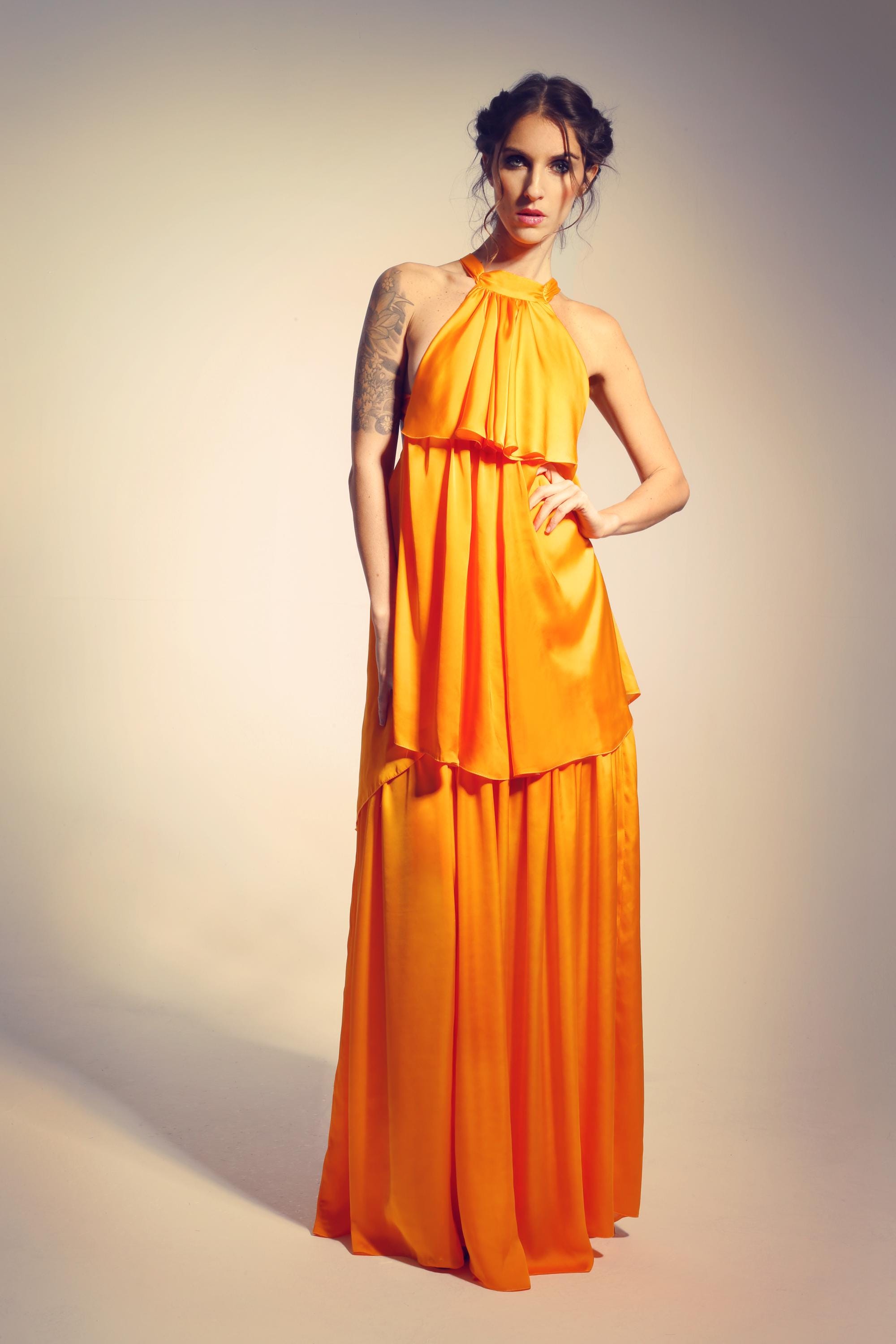 Silky Satin Open Back Gown – Handmade & Made to Measure