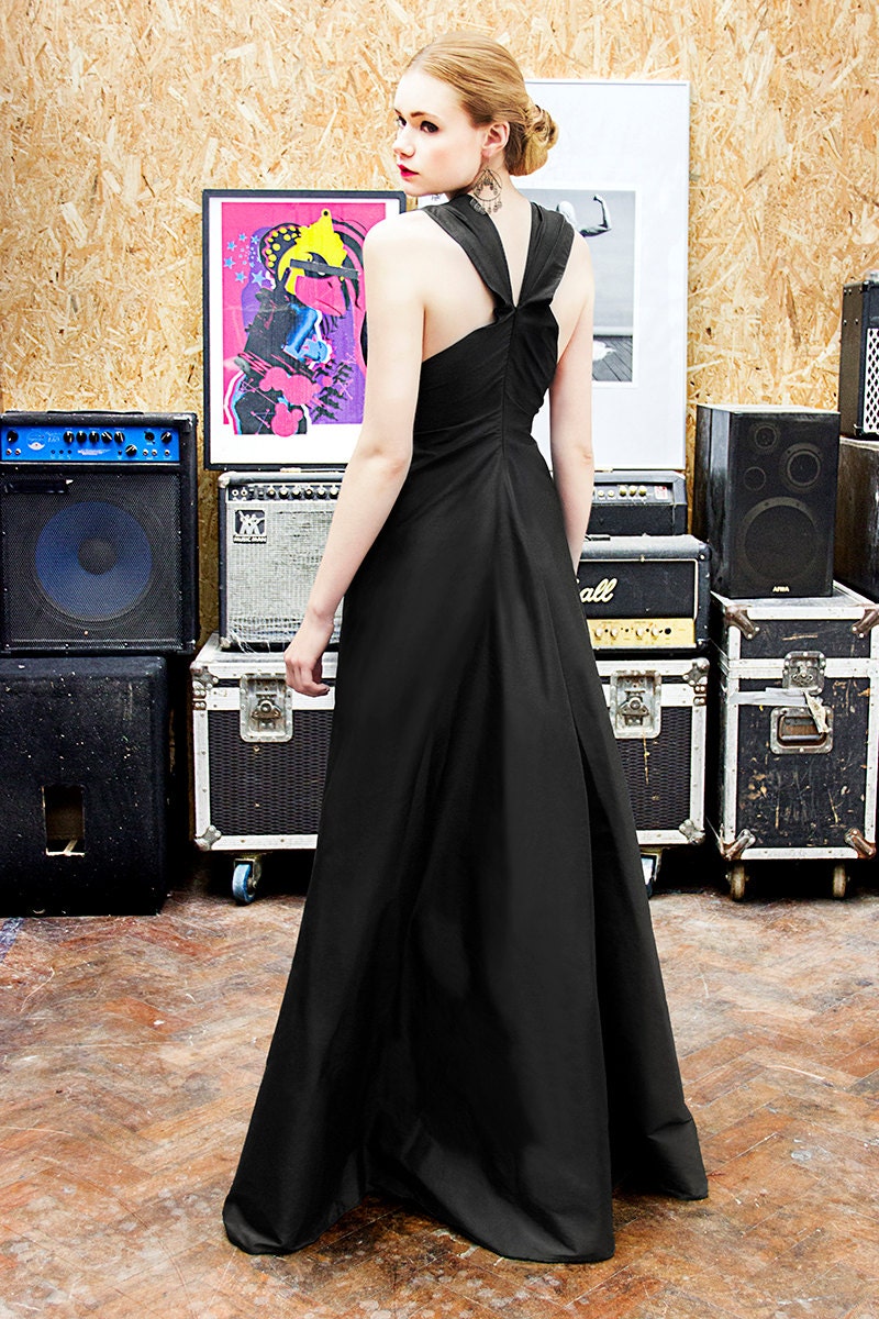 Gold Chain — Black Evening Gown with Chain Detail