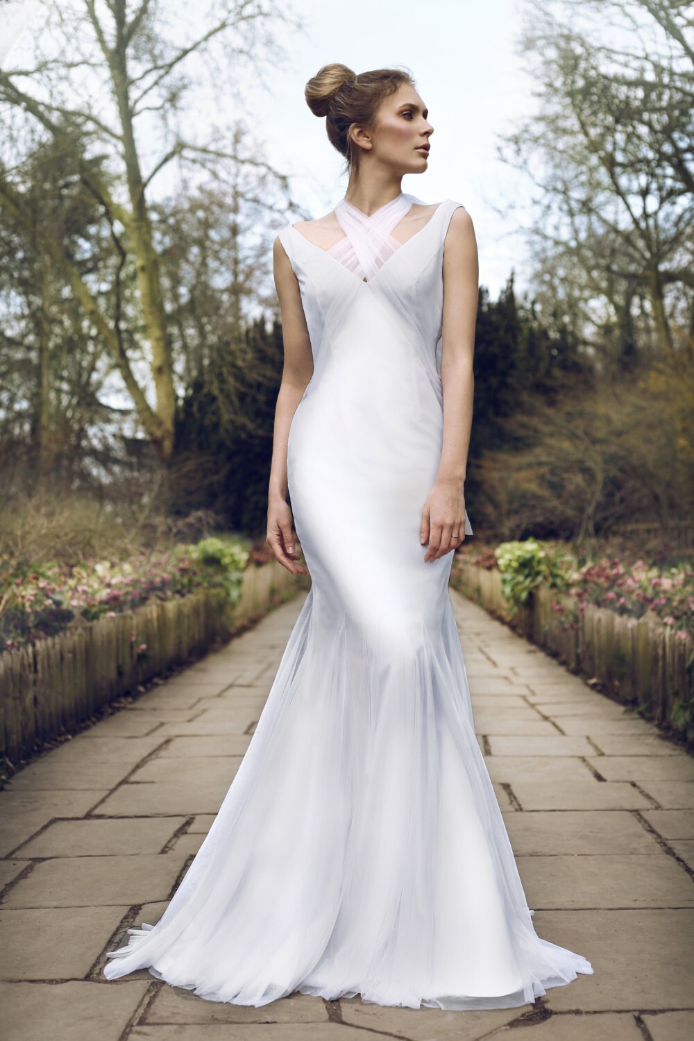 Rose – Tulle & Silk Satin Wedding Dress with Detachable Bow