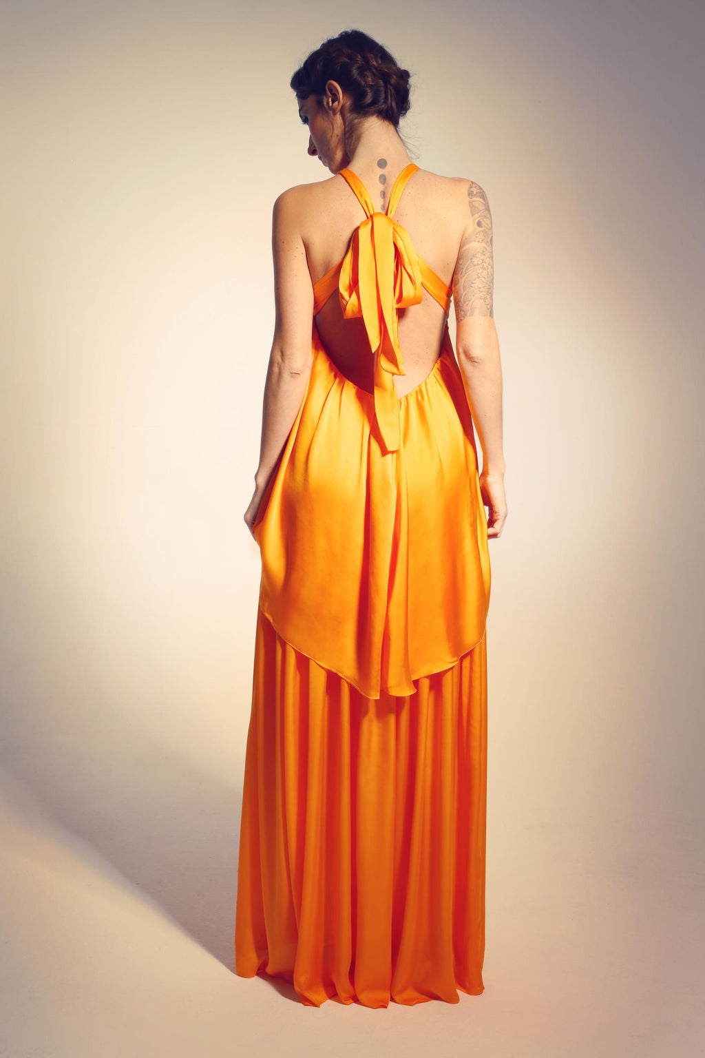 Silky Satin Open Back Gown – Handmade & Made to Measure