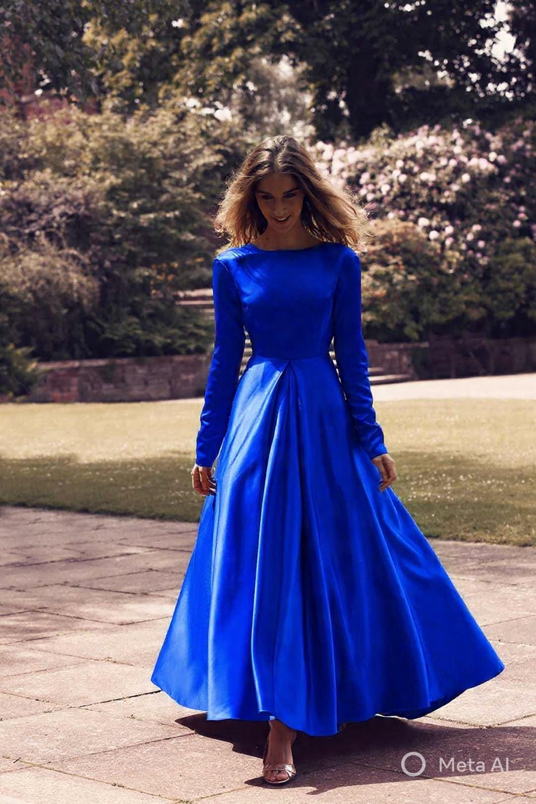 Satin Duchesse – Robe de mariée et de soirée à manches longues avec dos nu en V