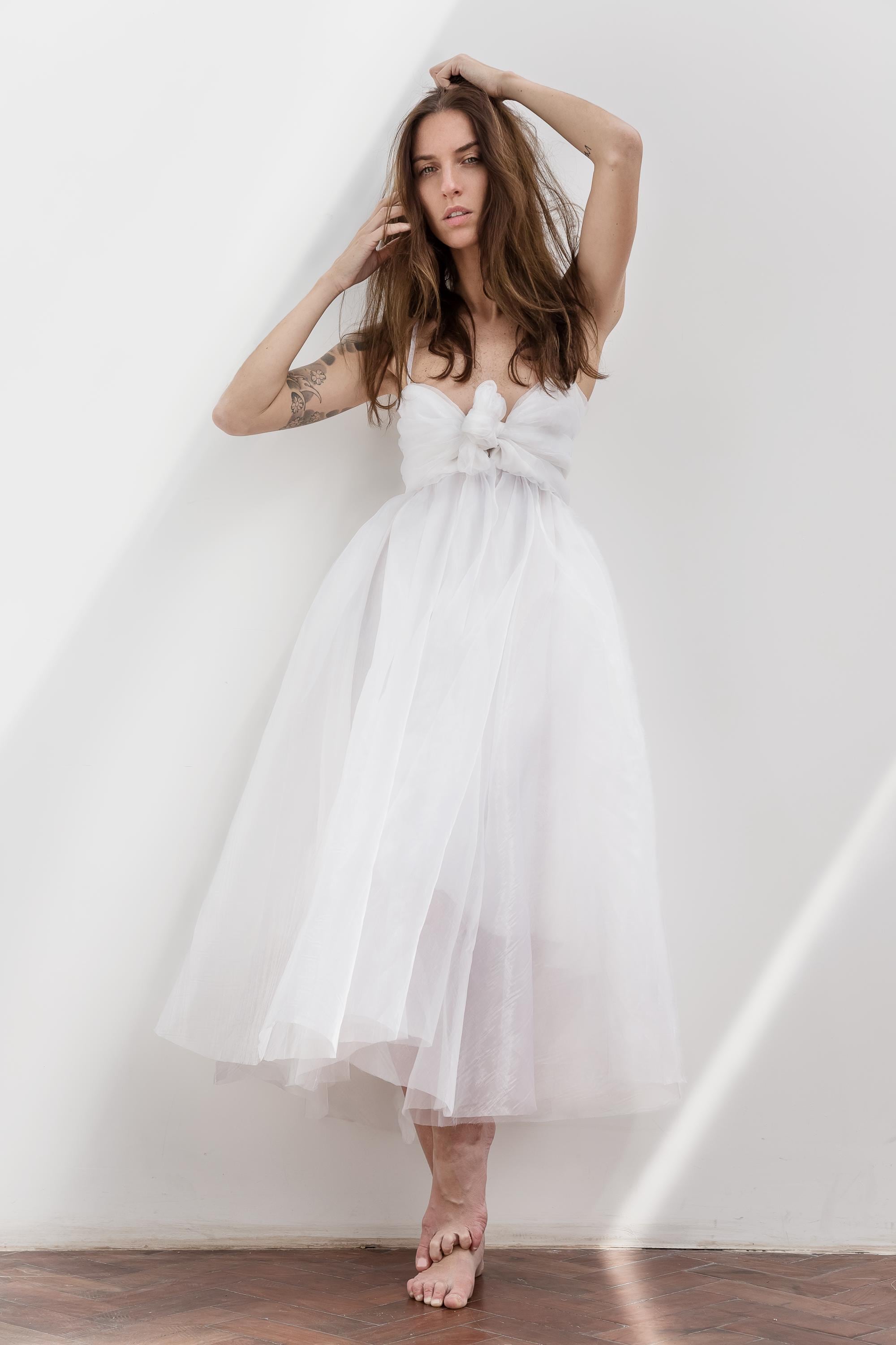 Puffy Organza Wedding Dress with Pleated Bodice – Made to Measure