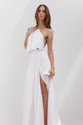 Robe longue Georgette dos nu et fente haute