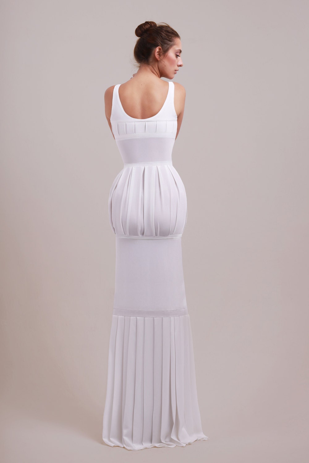 Robe Colonne Grecque – Crêpe Satin Plissé, Sur Mesure