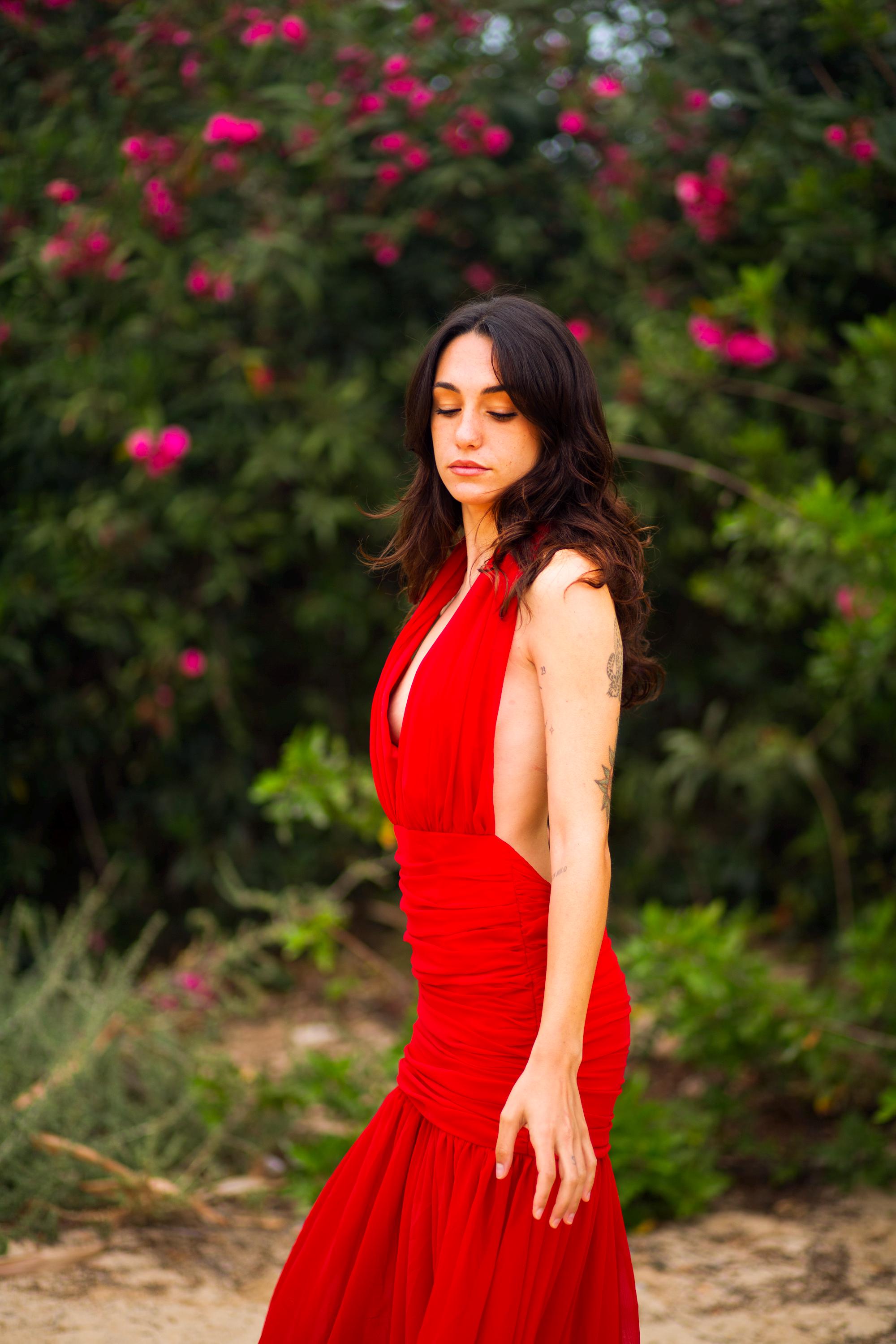Hollywood Gown – Chiffon Georgette Halter Dress with Open Back, Made to Measure