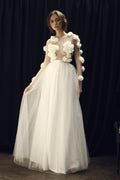 Robe de mariée en tulle et mousseline à motif floral – L'arbre japonais
