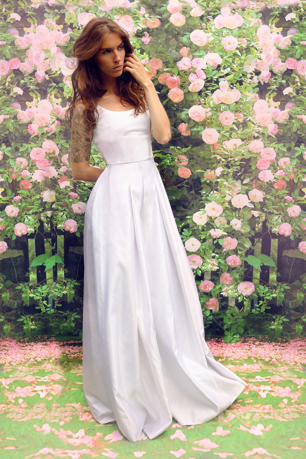 Satin Wedding Jumpsuit – Modern Bridal Pantsuit with Elegant Wide Leg
