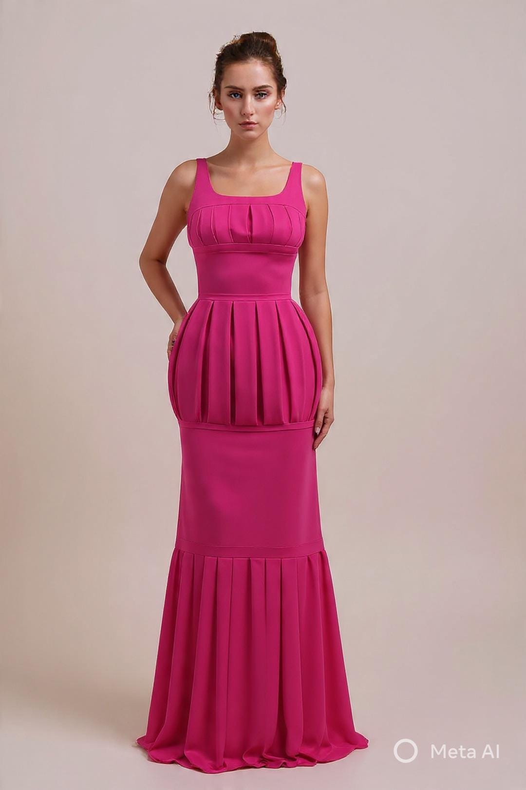 Robe Colonne Grecque – Crêpe Satin Plissé, Sur Mesure