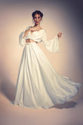 Ensemble de mariage en satin – Haut cache-cœur et jupe longue, sur mesure