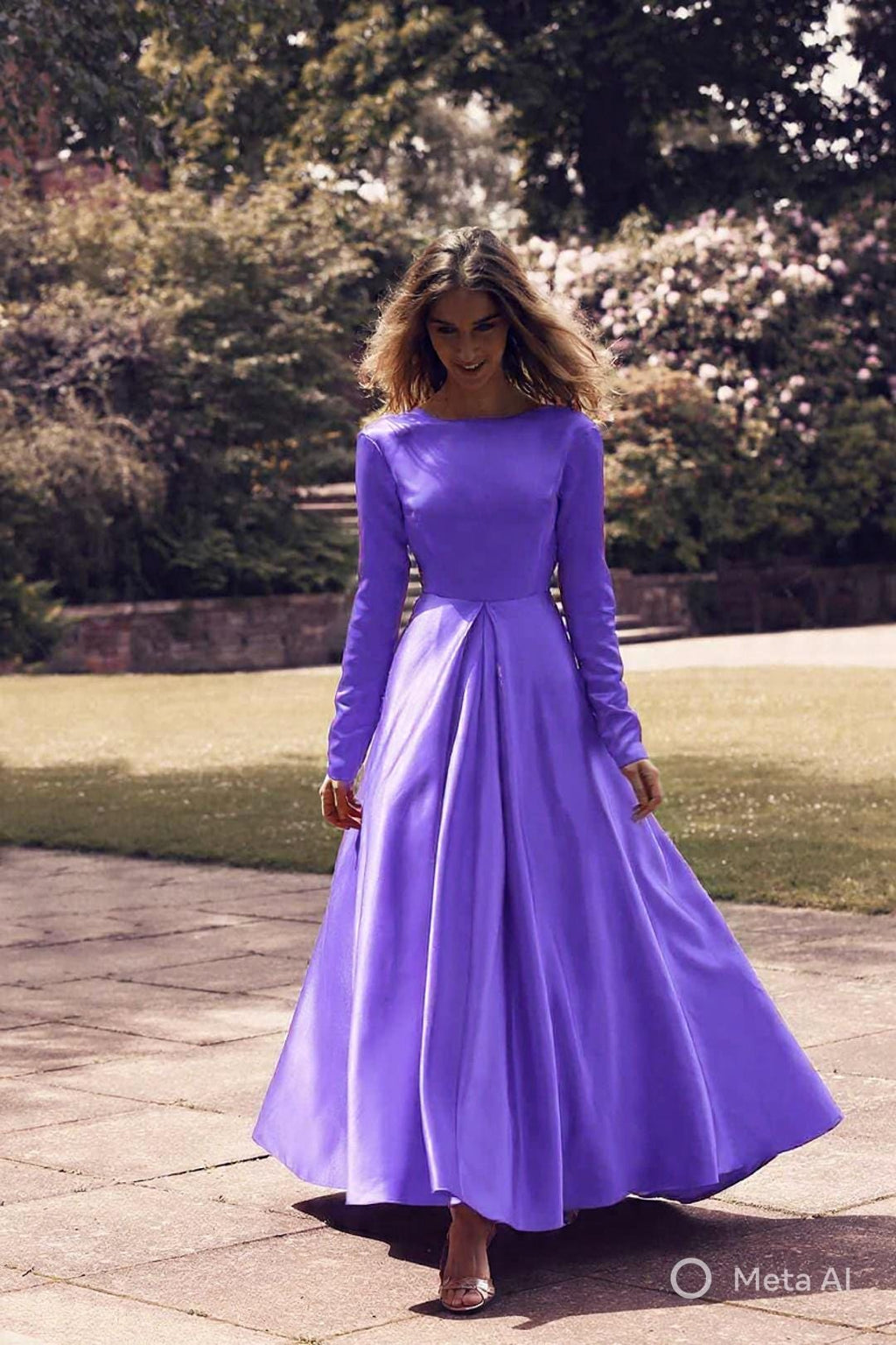 Satin Duchesse – Robe de mariée et de soirée à manches longues avec dos nu en V