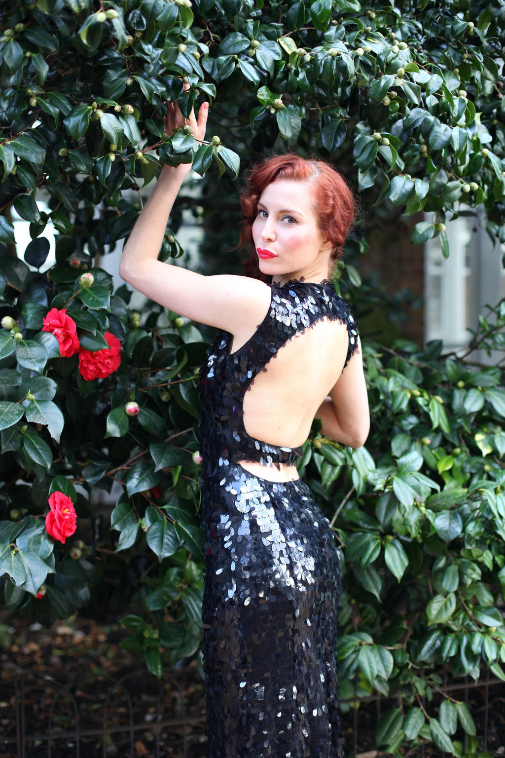 Noir – Robe de Soirée à Paillettes Dos Nu