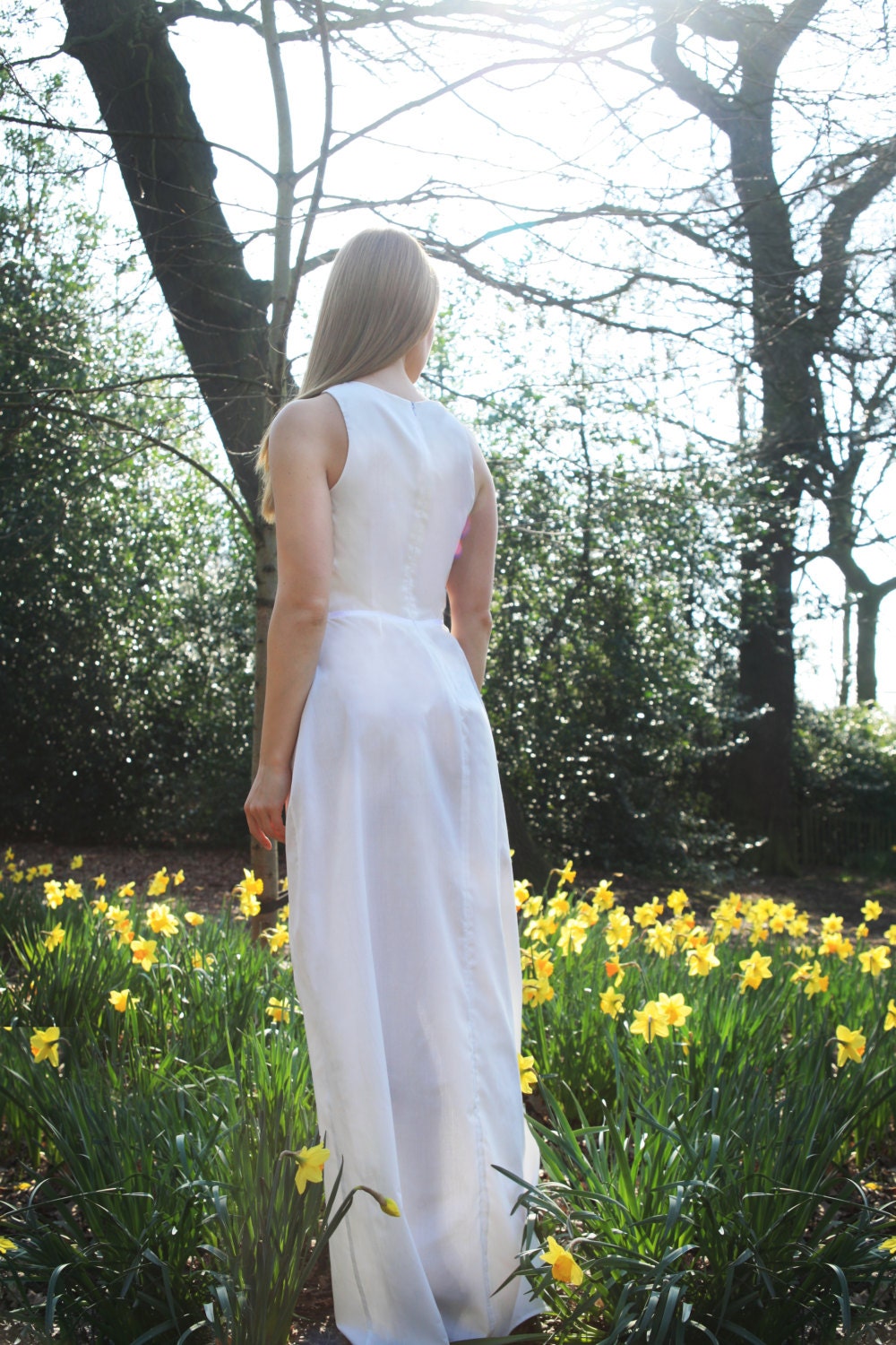 Échecs – Robe longue en coton ajustée