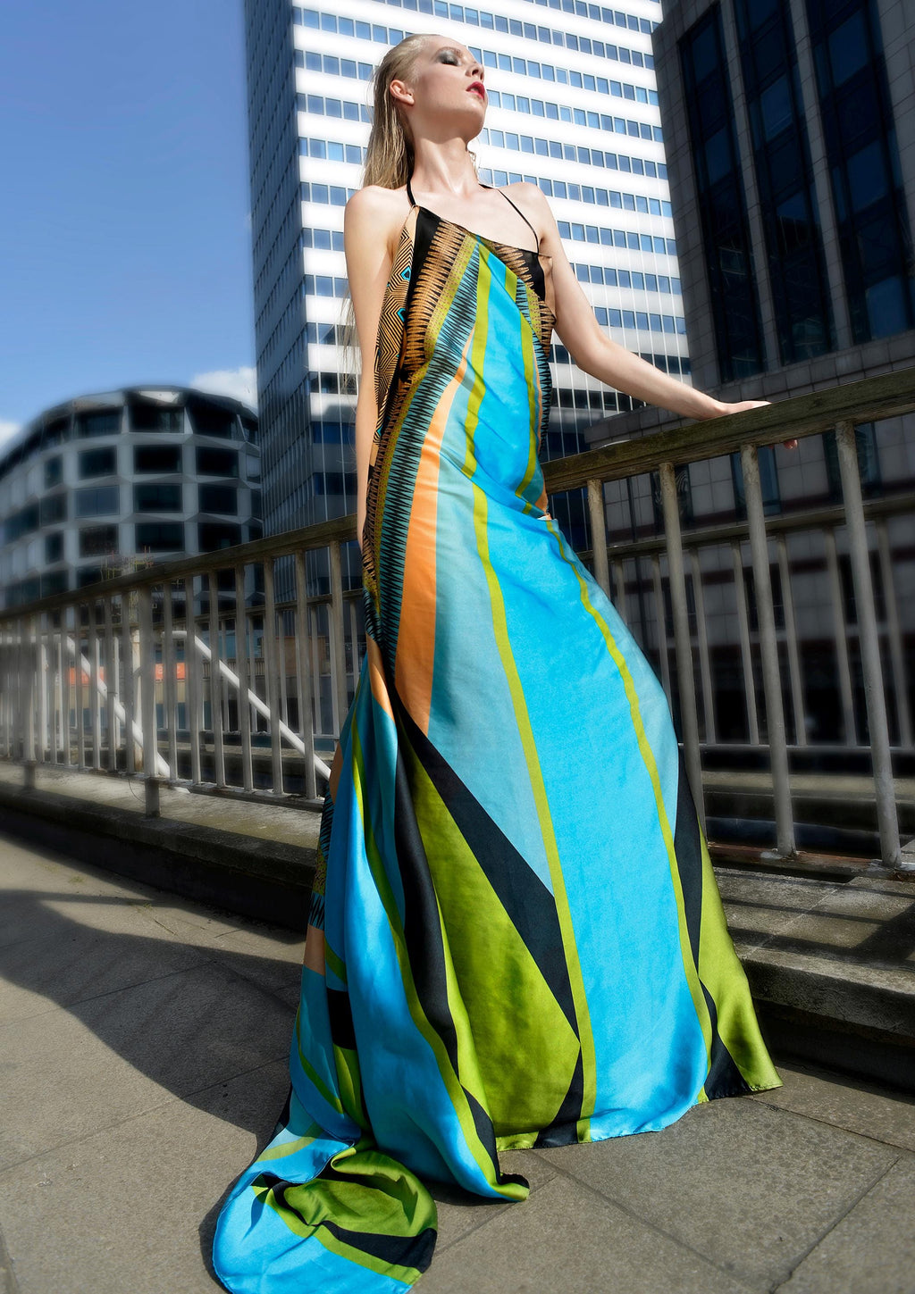 Peacocks – Open Back Crepe Satin Evening Gown