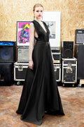 Gold Chain — Black Evening Gown with Chain Detail