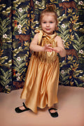 Robe de soirée en velours et satin pour filles avec nœud