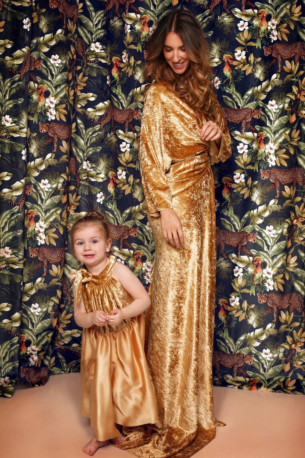 Robe de soirée en velours et satin pour filles avec nœud