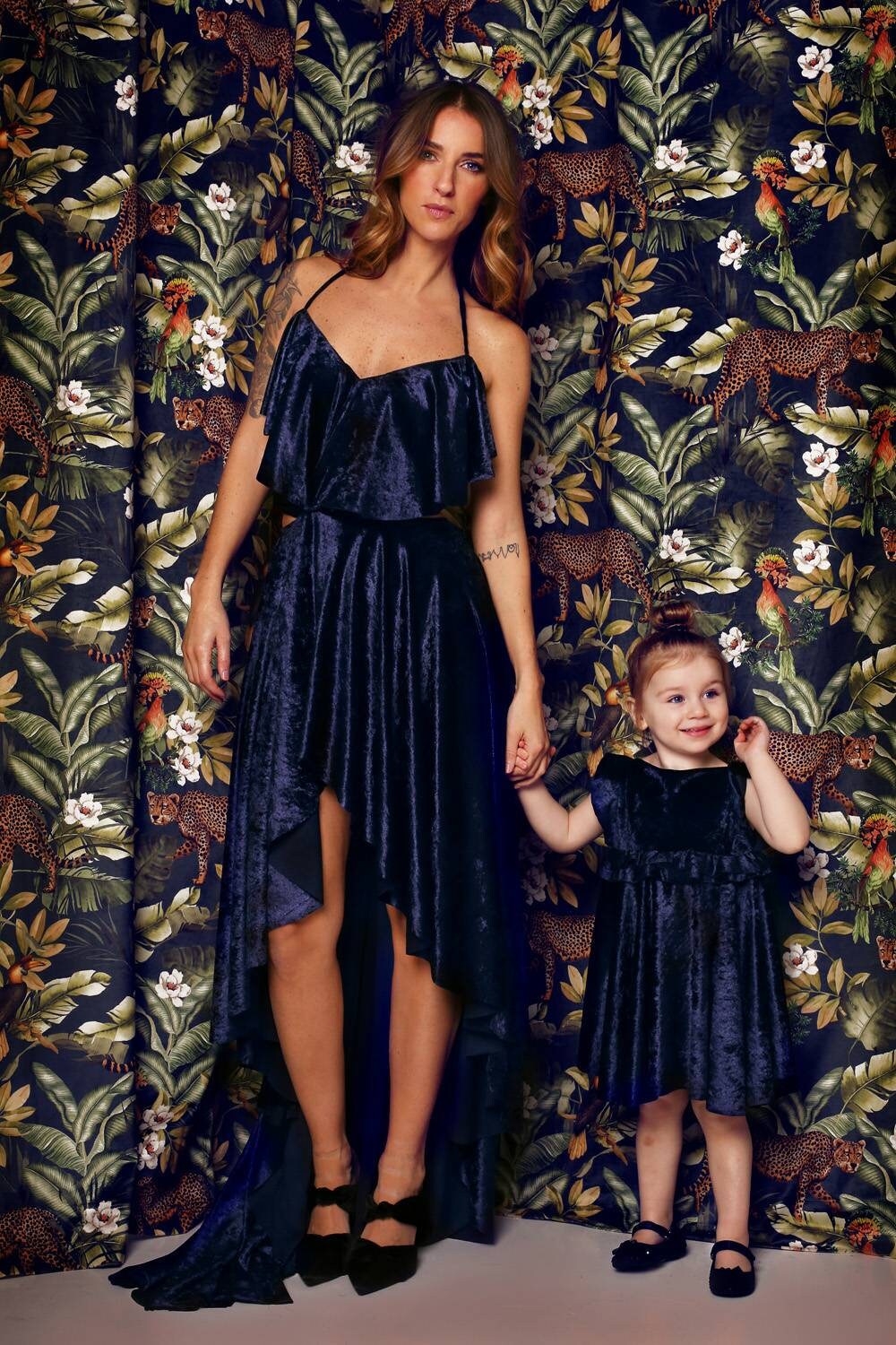 Flamenco-Inspired Velvet Evening Dress – Made to Measure