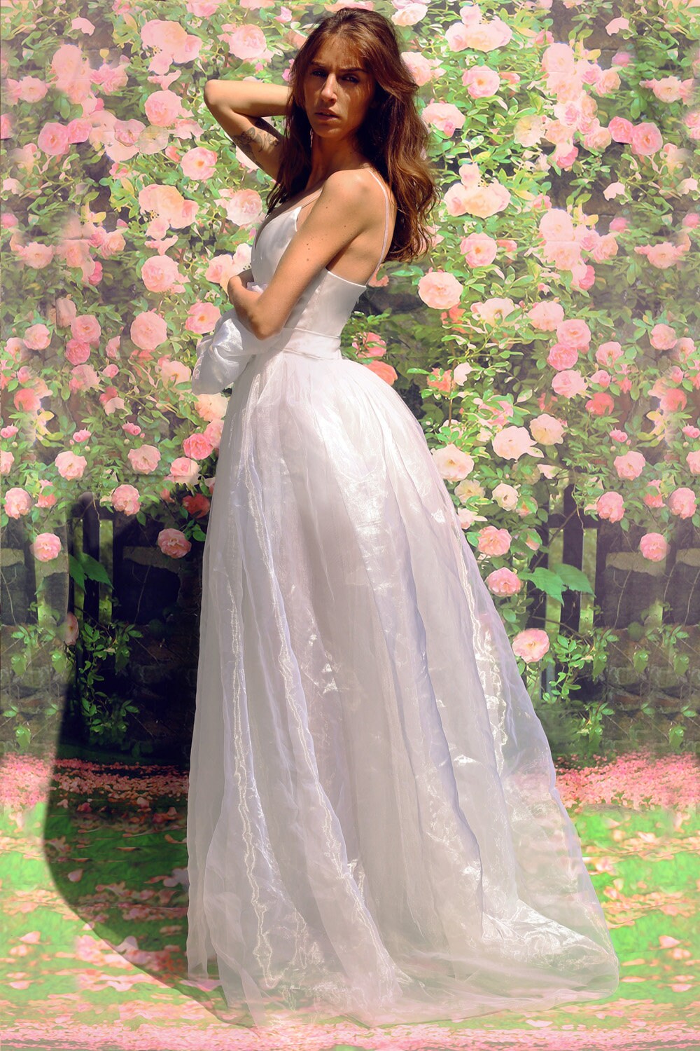 Princess Organza Wedding Dress – Romantic Long Skirt & Handmade Bow