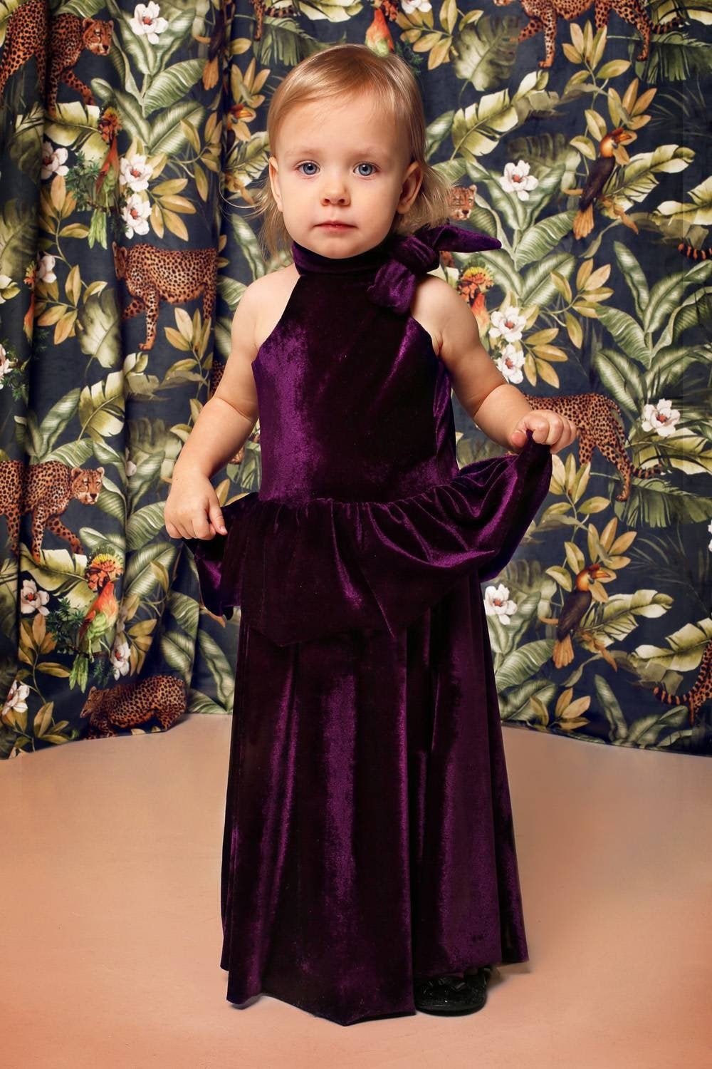 Robe en velours pour filles, sur mesure, pour occasions spéciales