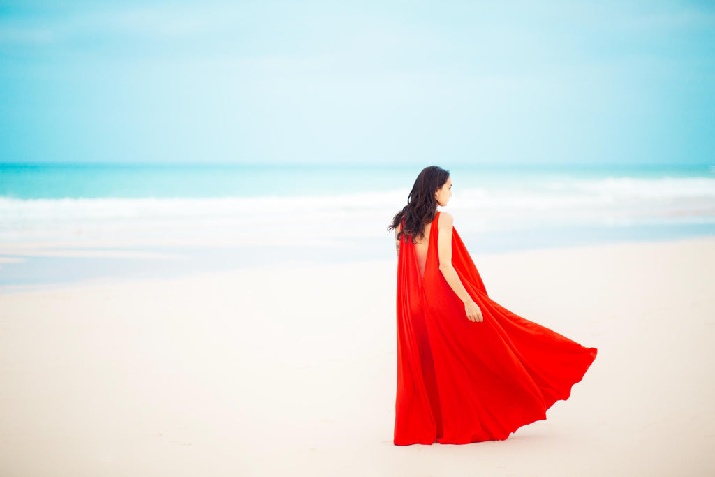 Draped Grecian Maxi Gown – Deep V-Neck, Side Slits & Toga Drape, Made to Measure