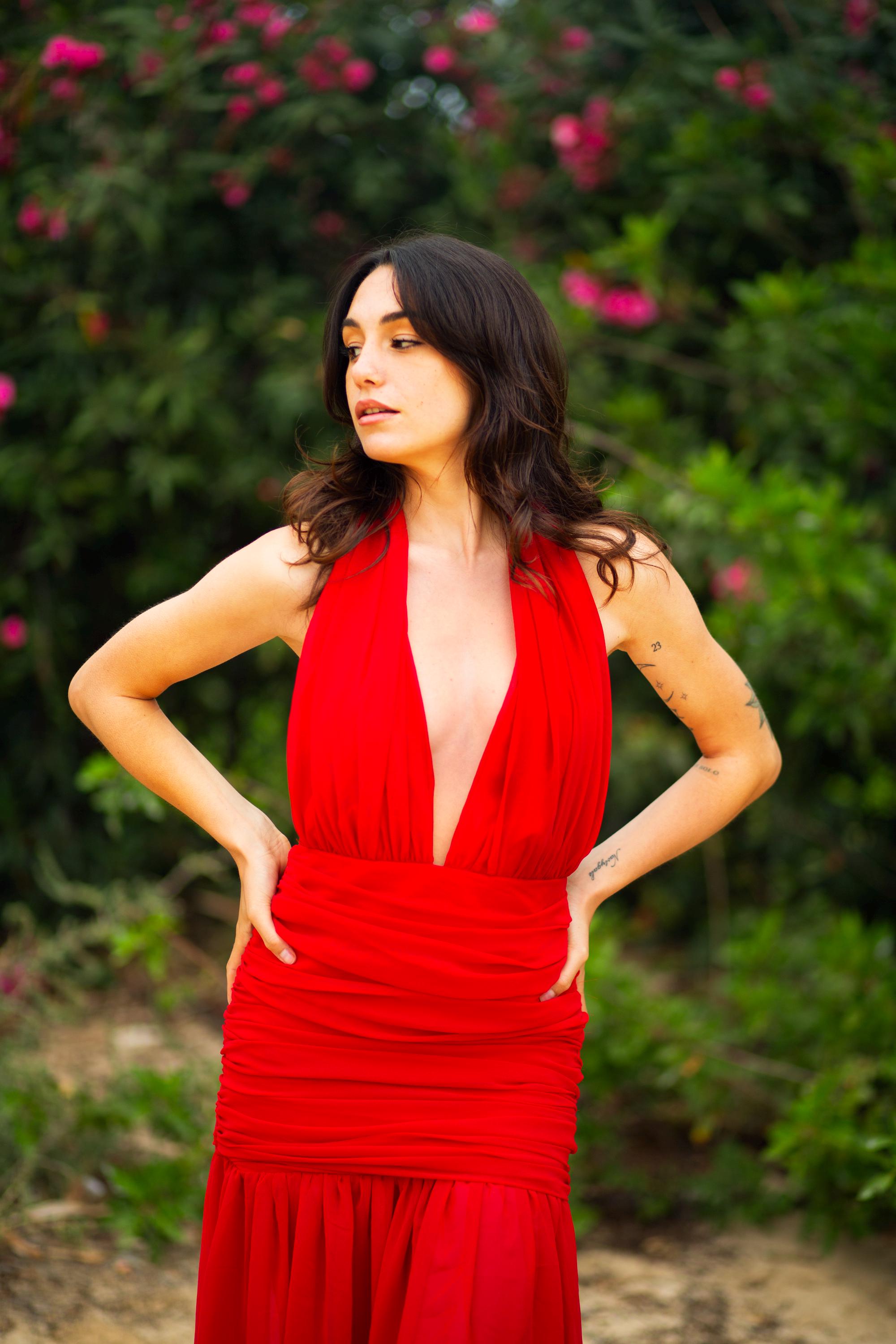 Hollywood Gown – Chiffon Georgette Halter Dress with Open Back, Made to Measure