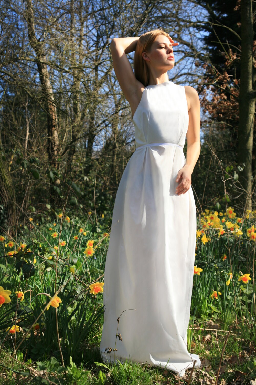 Échecs – Robe longue en coton ajustée