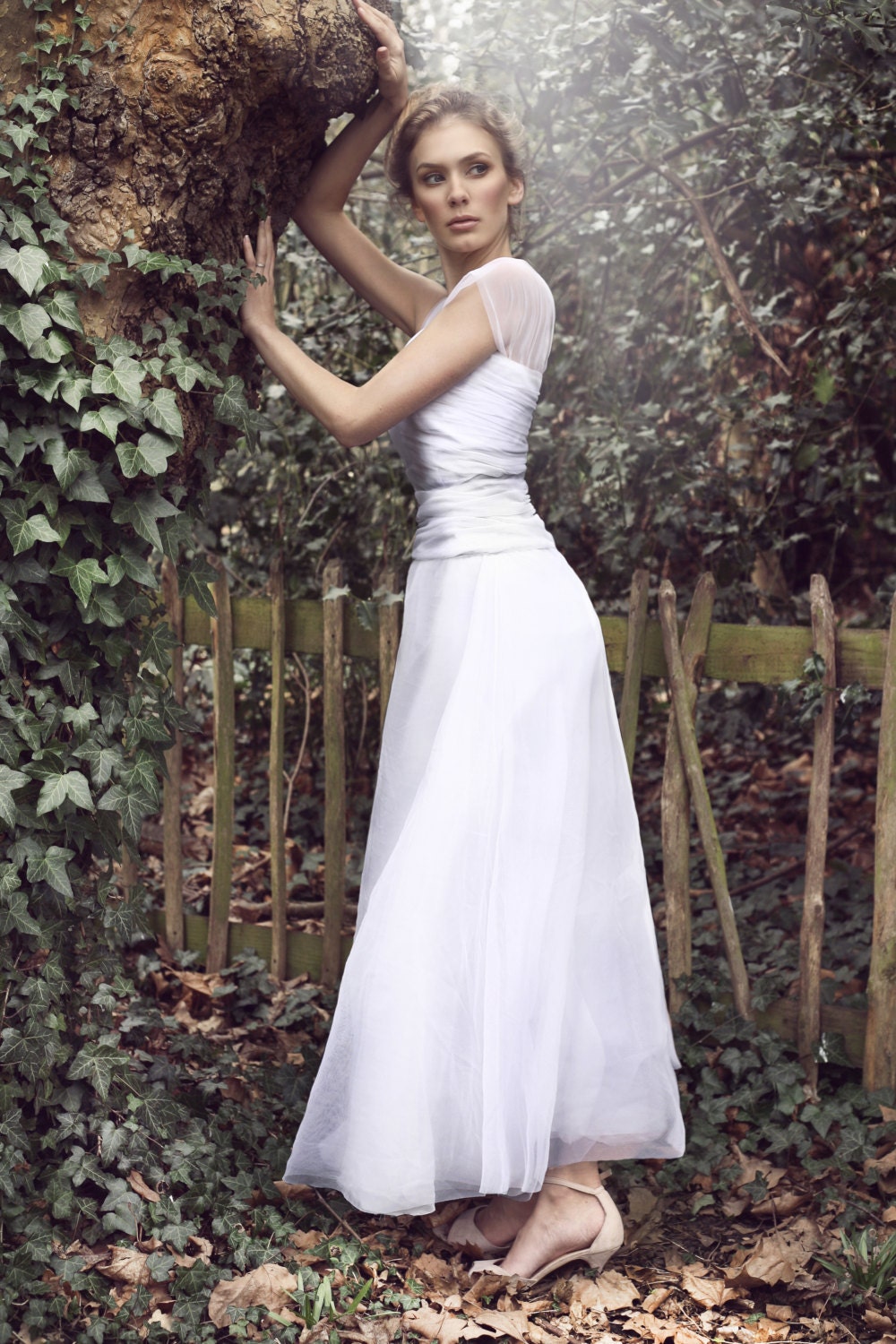 Anna Maria – Robe de mariée vintage en tulle avec jupe tutu et manches courtes