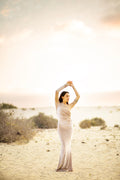 One-Sleeve Velvet Maxi Gown – Ring Waist Detail & Side Cut-Out, Made to Measure