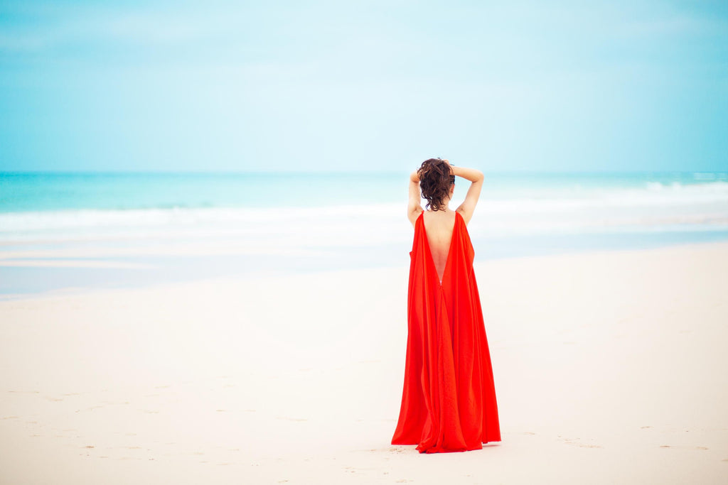 Draped Grecian Maxi Gown – Deep V-Neck, Side Slits & Toga Drape, Made to Measure